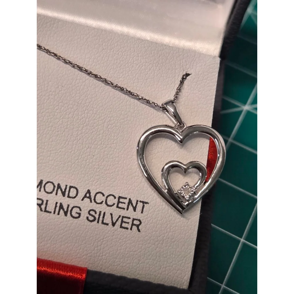 New Necklace sterling silver diamond accent